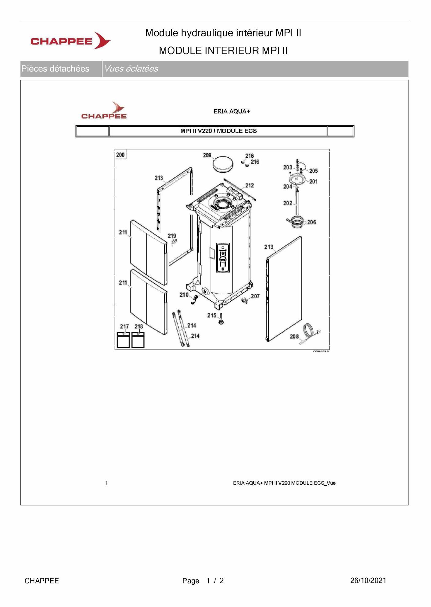 Pièces détachées Chappee MPI II V220 MODULE ECS - Pièces Express