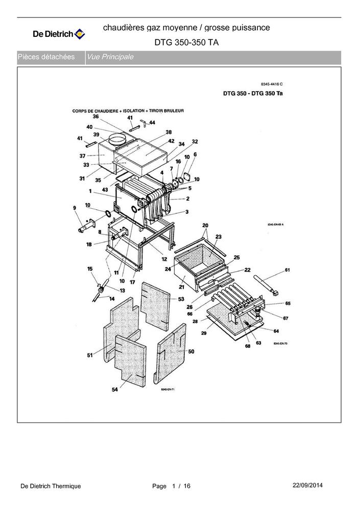 Pi ces d tach es Chaudi re De Dietrich DTG  350 350 TA 