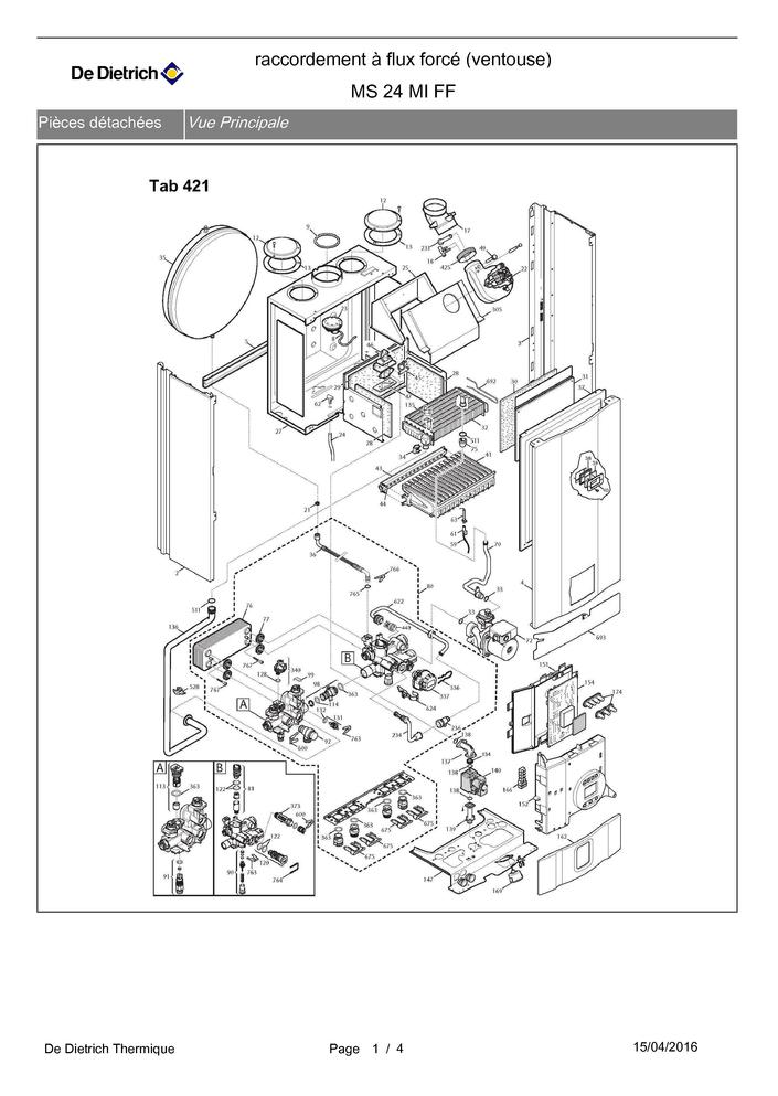 Pièces détachées Chaudière De Dietrich MS 24 MI FF Pièces Express