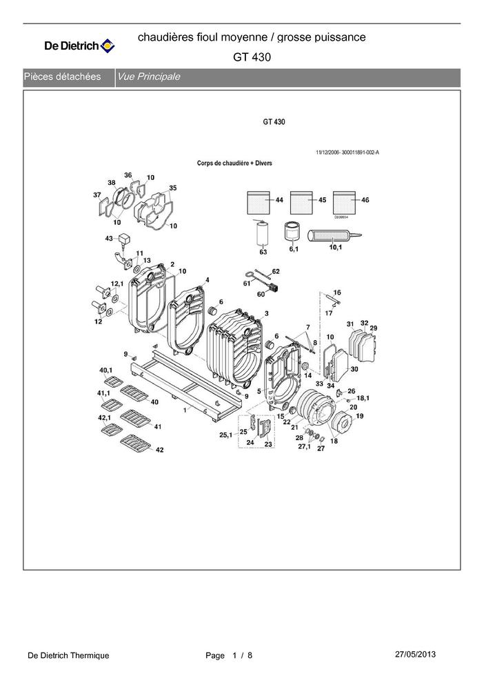 Pi ces d tach es Chaudi re De Dietrich GT 430 Pi ces 