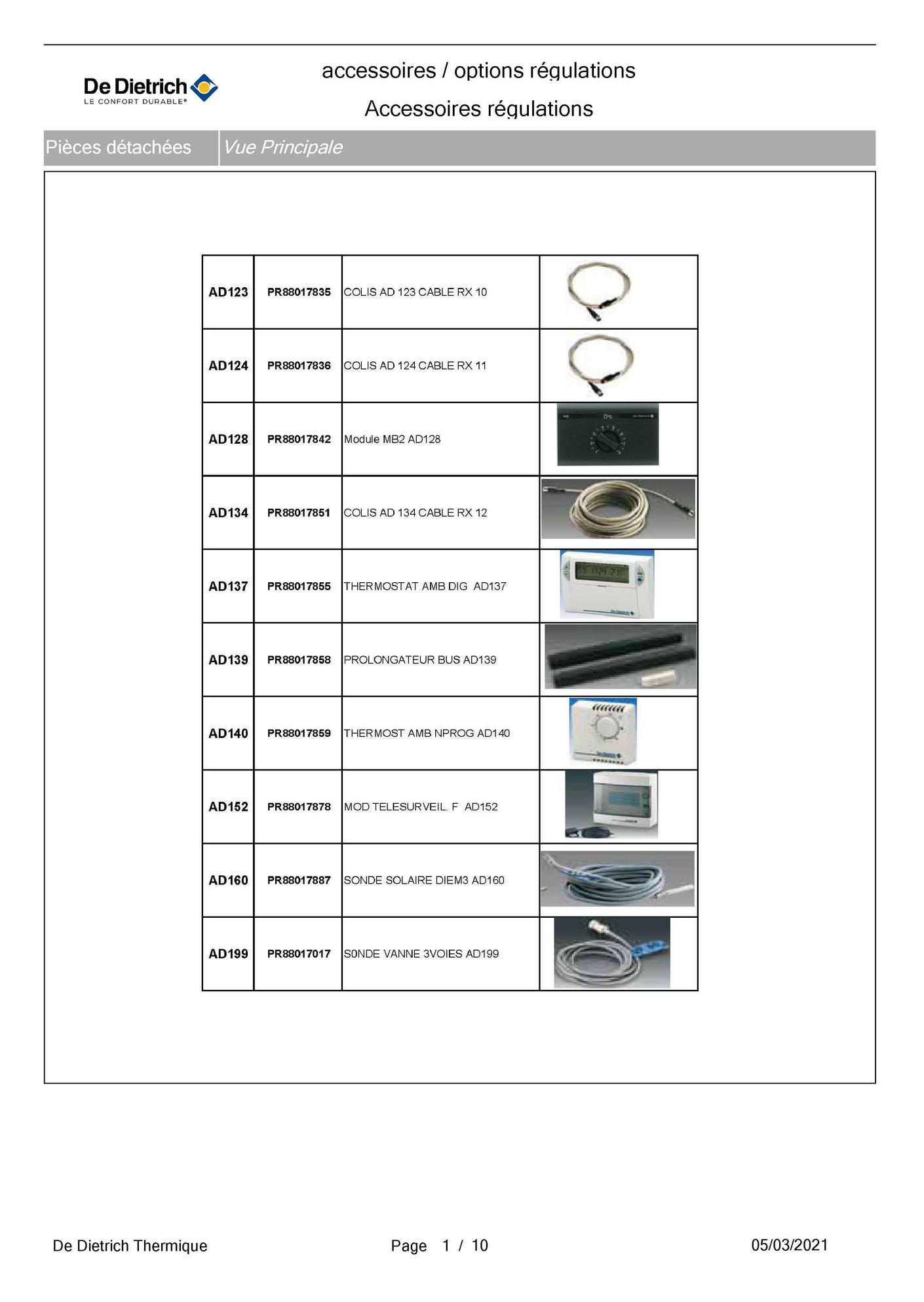 Thermostat d'ambiance modulant filaire OT DeDietrich