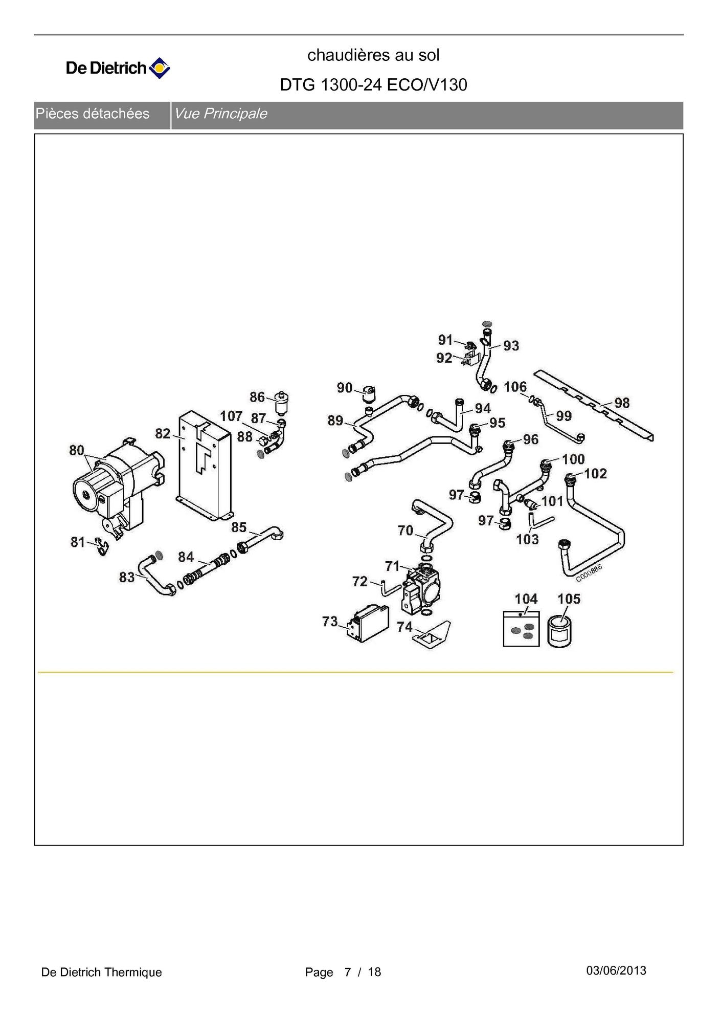 Pièces Détachées Chaudière De Dietrich Dtg 1300 Recherche directe dans la vue éclatée de la nomenclature Chaudière De  Dietrich DTG 1300-24 ECO - V130 par Pièces Express - Pièces Express
