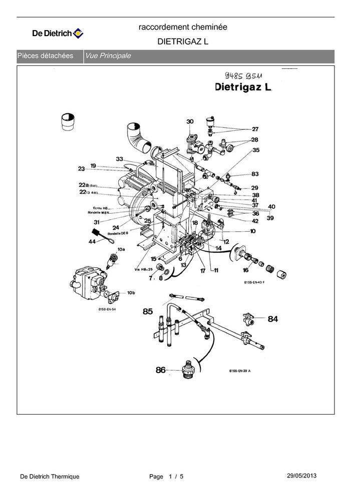 Pi ces d tach es Chaudi re De Dietrich DIETRIGAZ L 