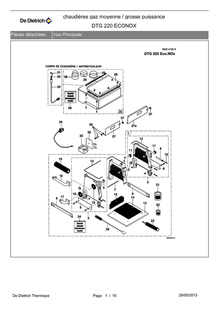 Pi ces d tach es Chaudi re De Dietrich DTG  220 ECONOX 