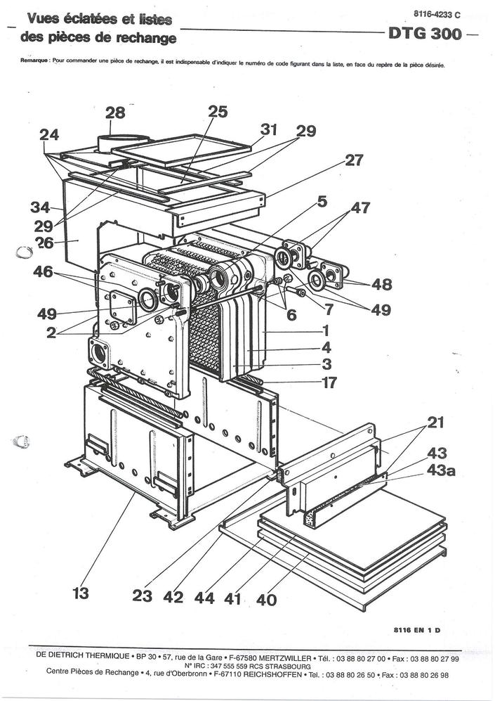 Pi ces d tach es Chaudi re De Dietrich DTG  300 Pi ces 