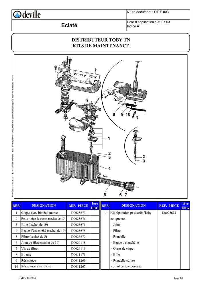 Plan / éclaté de POELE FIOUL DEVILLE 2000 DEPART ARRIERE 9435.XX marque  Deville Ménager