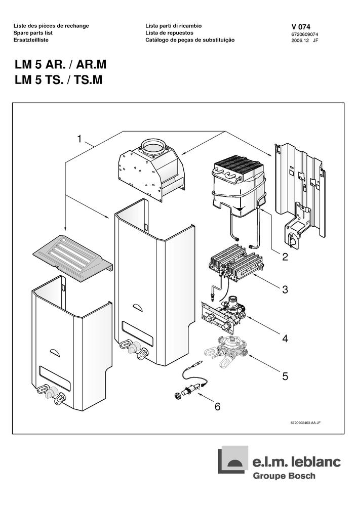 Pièces détachées Chauffe-eau Elm Leblanc ONDEA LM 5/W135 - Pièces