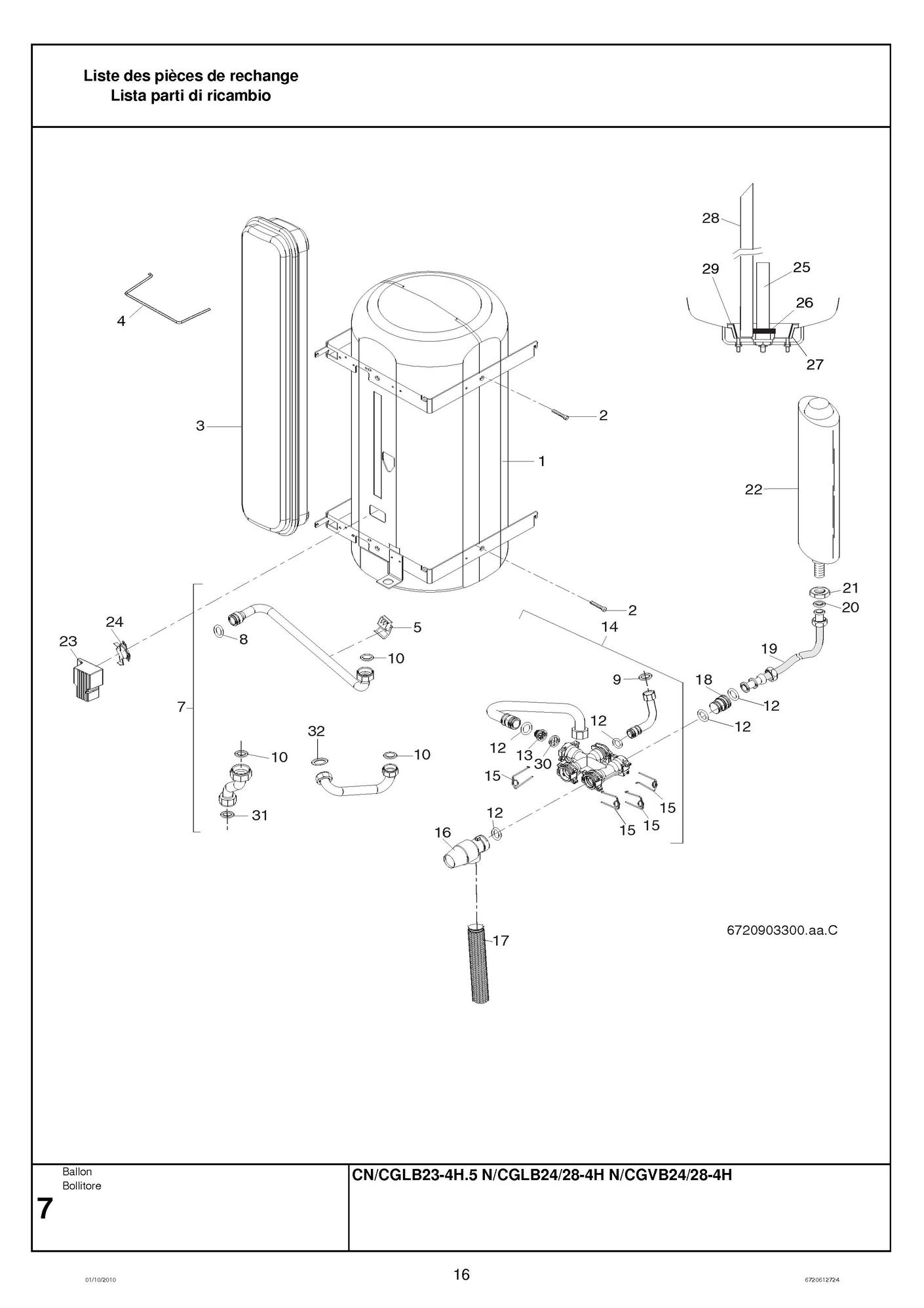 Recherche directe dans la vue éclatée de la nomenclature Chaudière Elm