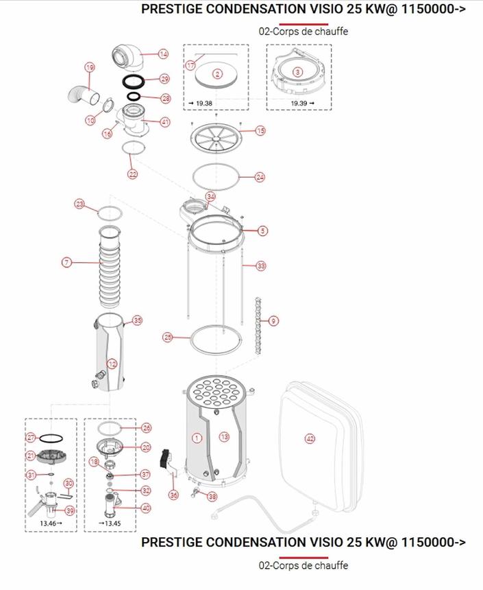 Pièces détachées Chaudière Frisquet PRESTIGE CONDENSATION VISIO 25 kW — free download