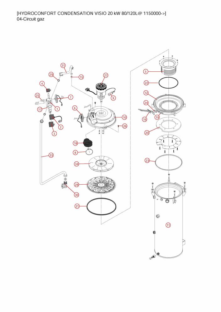 Pièces détachées Chaudière Frisquet HYDROCONFORT CONDENSATION VISIO 20 — free download