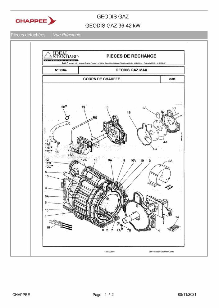 Pièces détachées Chaudière Idéal Standard GEODIS GAZ 3642 kW Pièces — free download