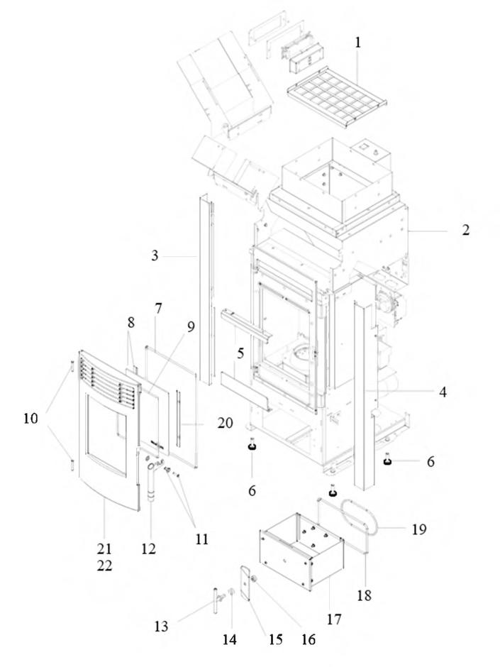 Pièces détachées Poêle Palazzetti ECOFIRE 9 KW DA RIVESTIMENTO Pièces — free download