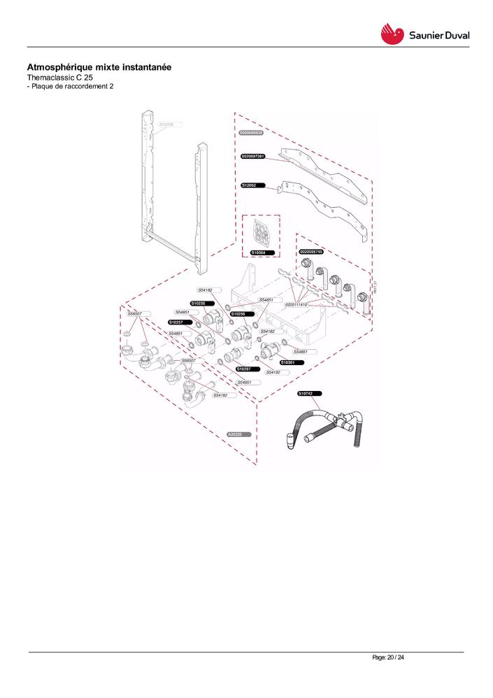 Bloc gaz - ref: 0010039689 - Saunier Duval - Pièces détachées Chaudière