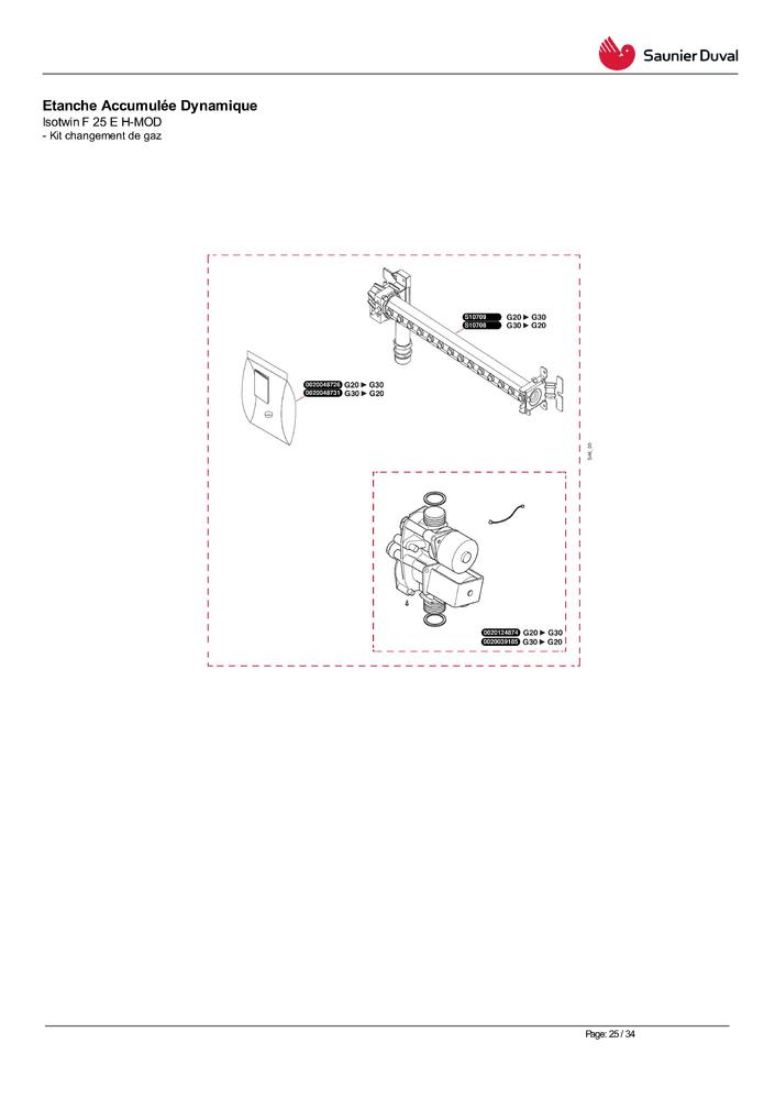 SAUNIER DUVAL - Rampe équipée G30 Réf. 0020039179