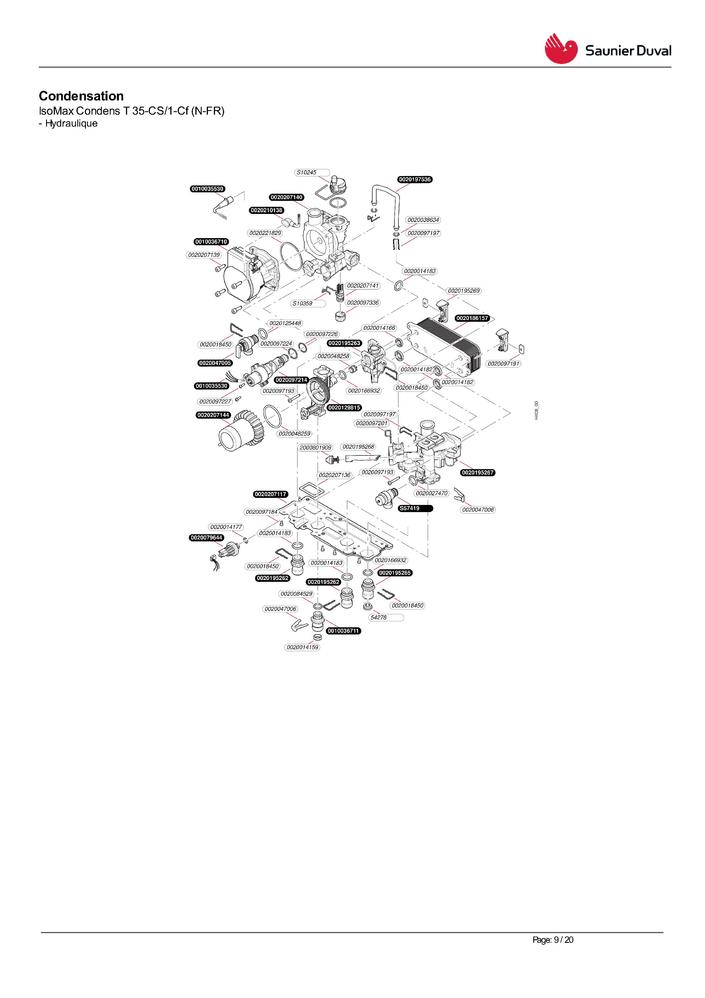 Pièces détachées Chaudière Saunier Duval IsoMax Condens T 35 CS1 Cf (N