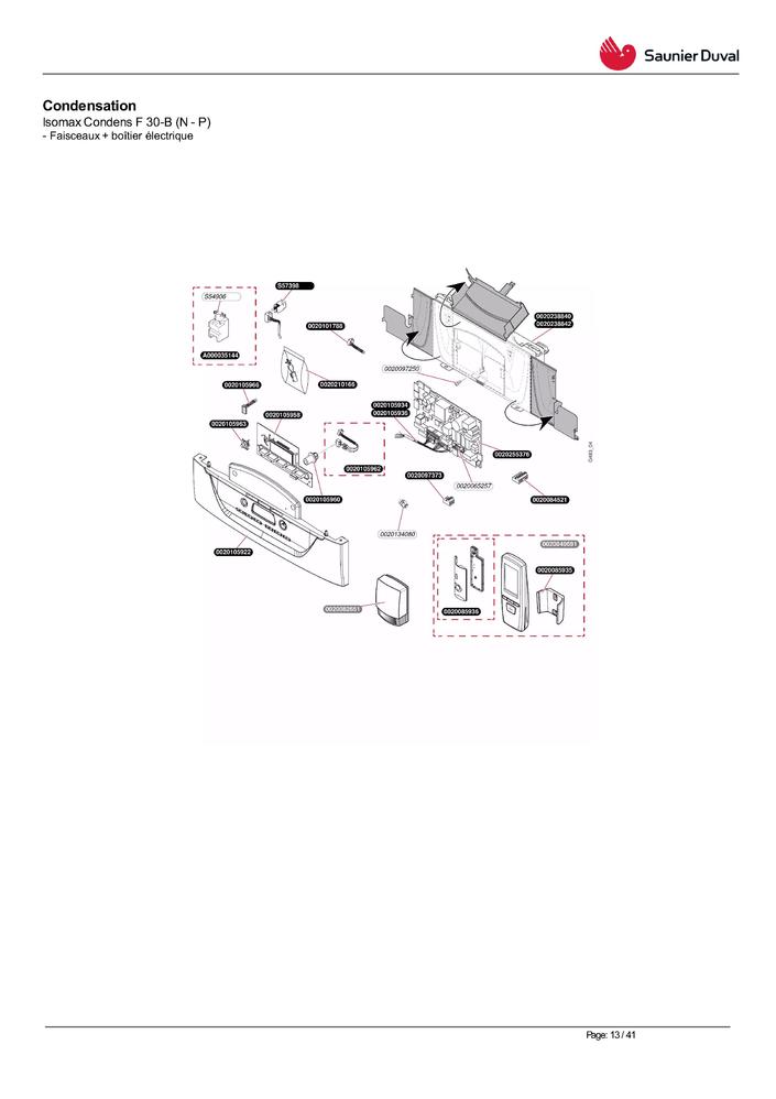 Télécommande Saunier Duval 0020049452 - Pièces Express