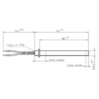 Bougie sans raccord Ø9,9mm 250w 160mm  14701020