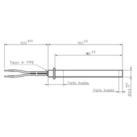 Bougie sans raccord Ø9,9mm 250w 160mm  14701020